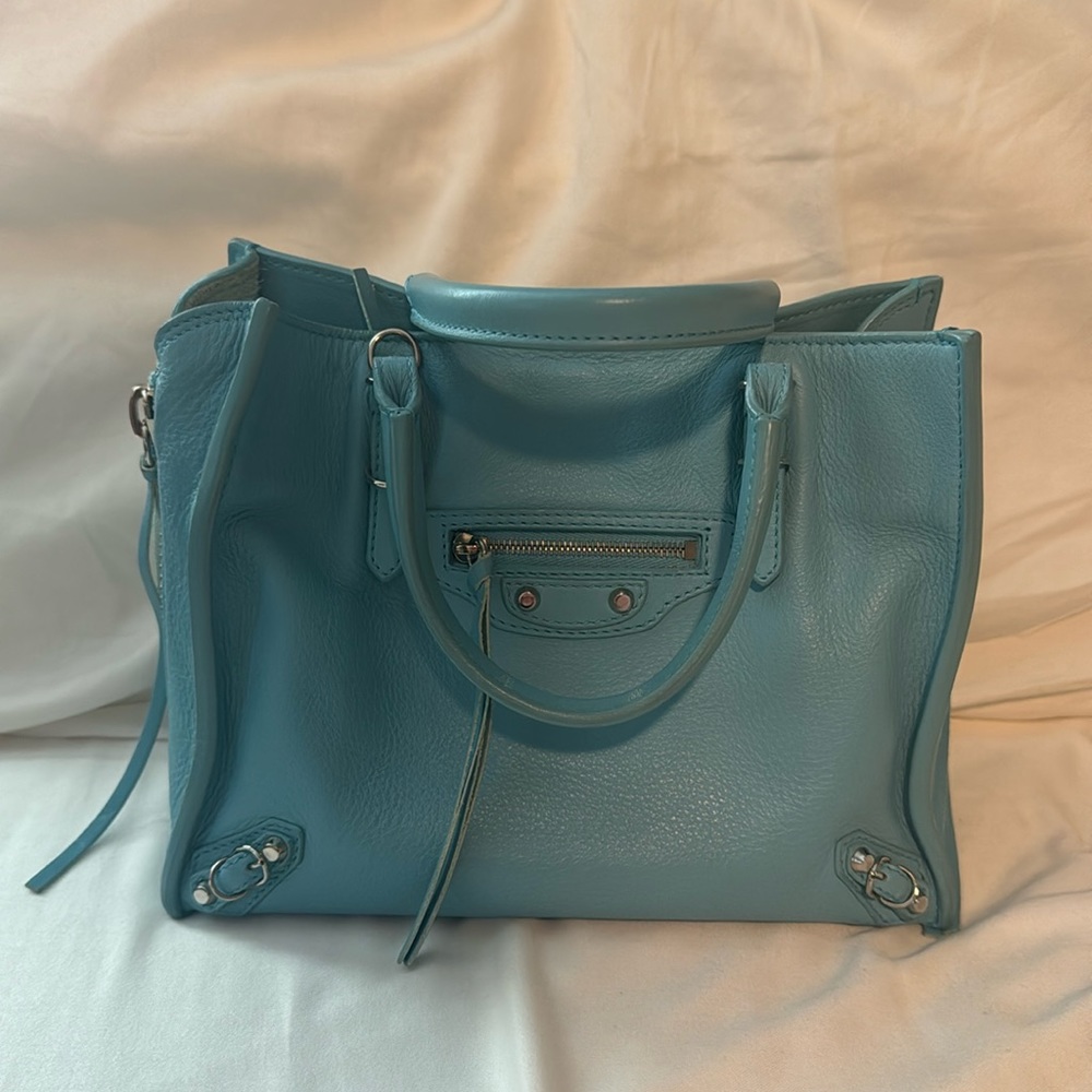 Limited edition Balenciaga papier A4 mini tote in light blue